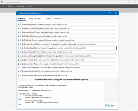 LicenseTrak Testbed Application