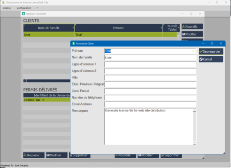 LicenseTrak IDE peut être configuré pour le français